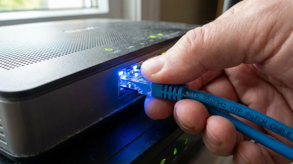 9 Amazing iptv service Options in 2026: Tested & Verified 2 Connecting an Ethernet cable to a router to stabilize an iptv service connection
