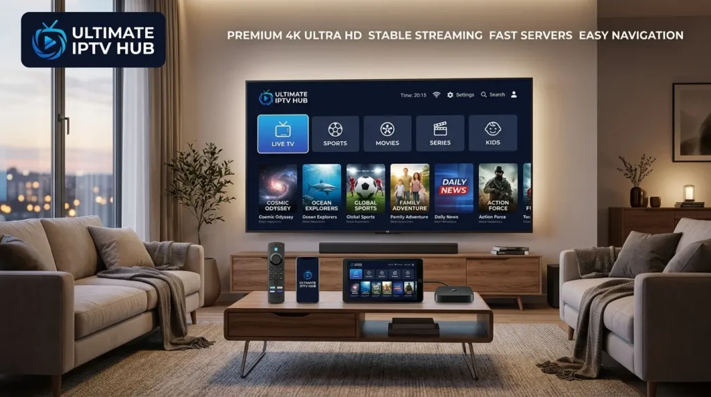 Best IPTV Providers USA 2026: Compare Reliable IPTV Services & Features 3 Ultimate IPTV Hub USA service on Smart TV, Firestick and mobile devices Best IPTV Providers