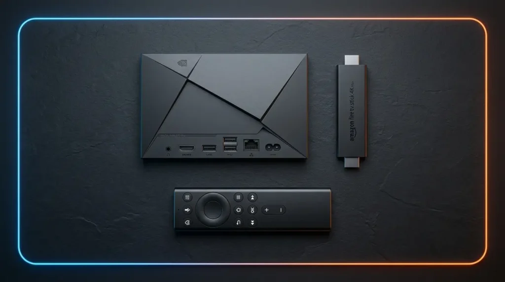 Premium streaming devices like the Nvidia Shield TV Pro and Firestick required for a stable, no buffering IPTV setup.