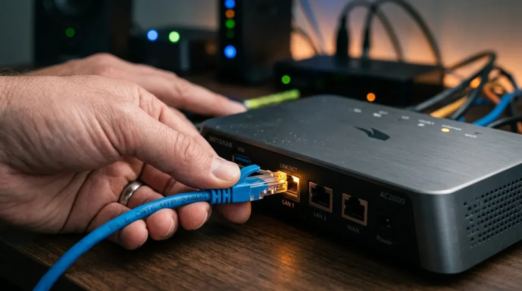 Connecting an Ethernet cable to your router for a stable iptv service