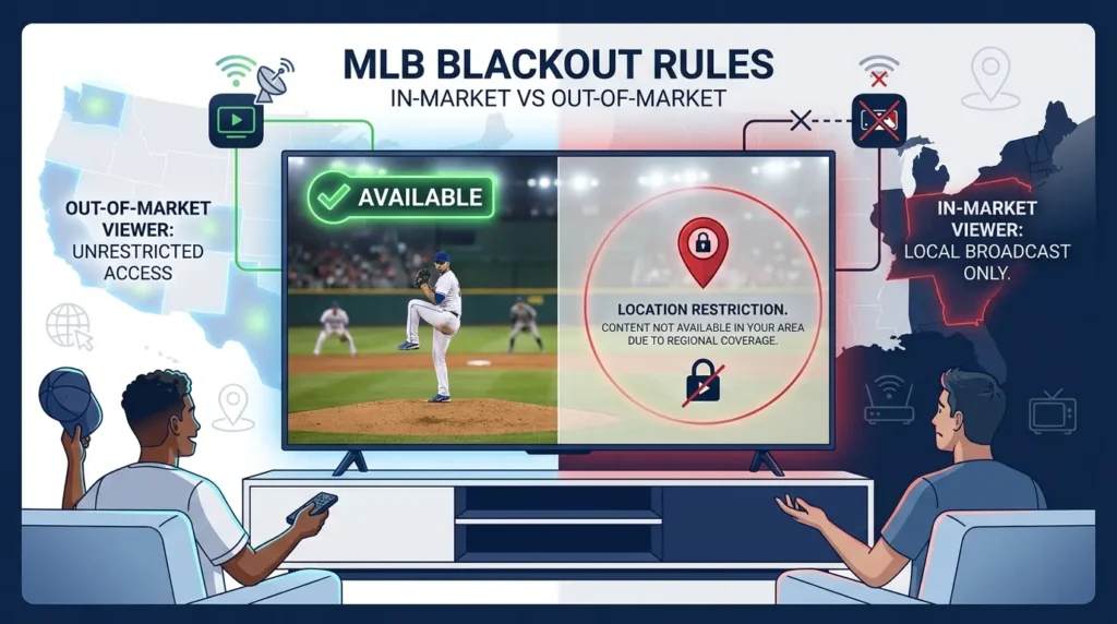 MLB blackout rules for in-market and out-of-market streaming